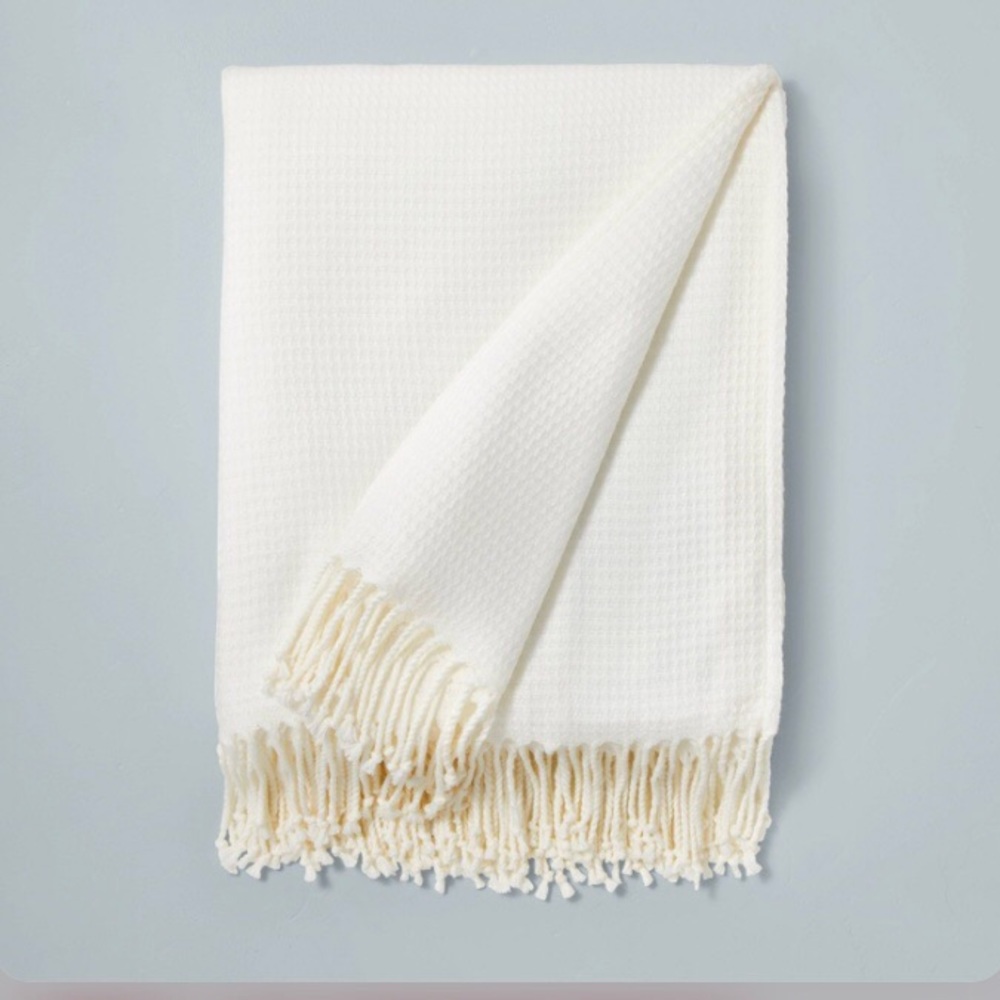 NWT Solid Texture Solid Woven Throw Blanket Sour Cream Hearth & Hand w/ Magnolia